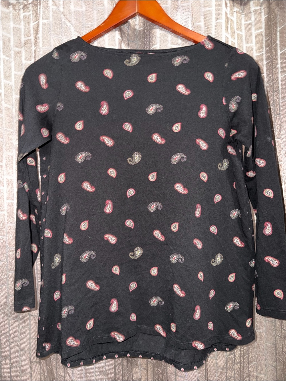 J. JillBlack Paisley-Print Long Sleeve Women's Top